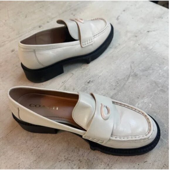 COACH Leah Leather Loafers – Cream, Size 9 - Picture 7 of 8